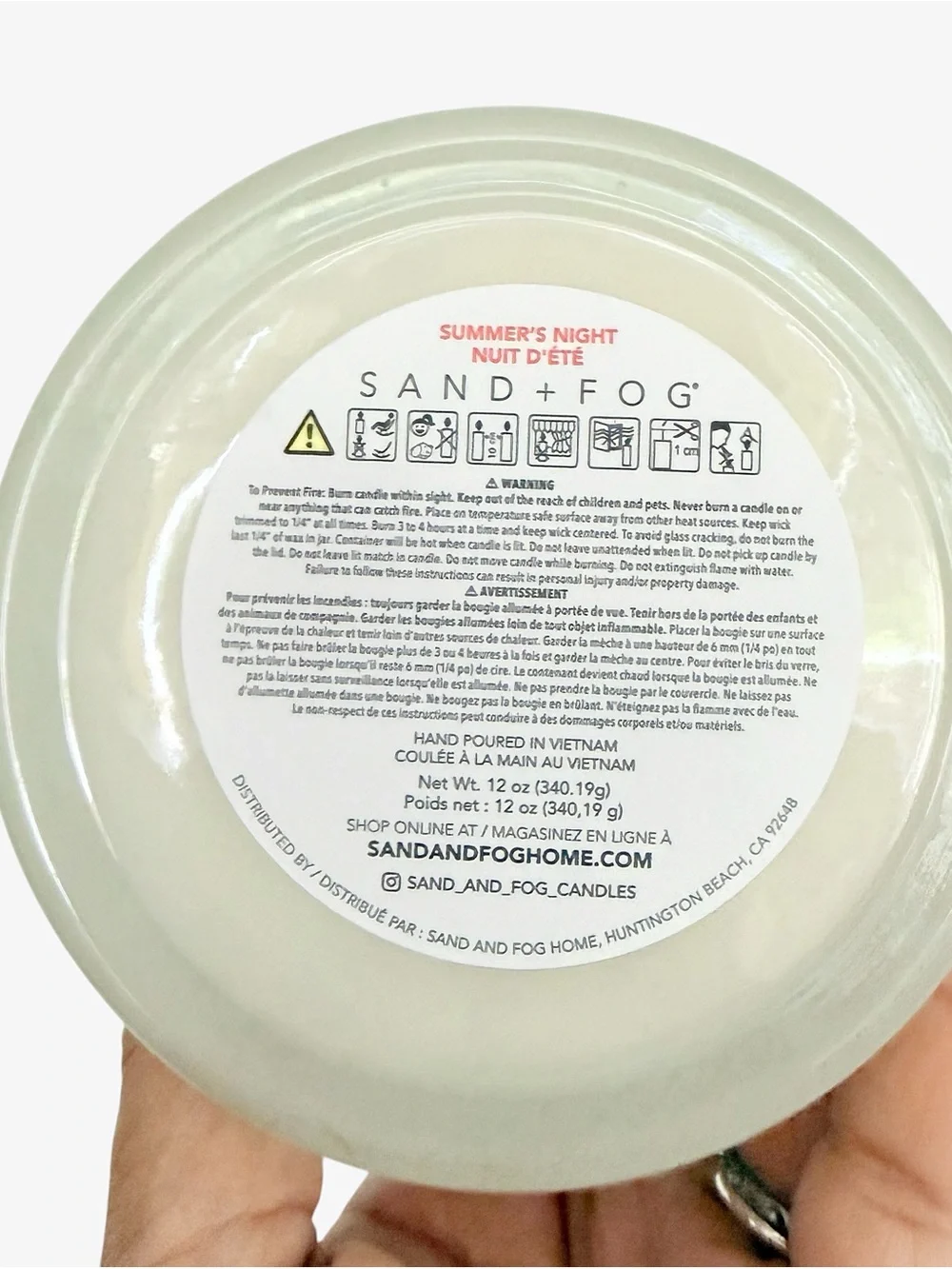 Sand + Fog Summer's Night Natural Wax Blend Large 12 oz Scented Candle